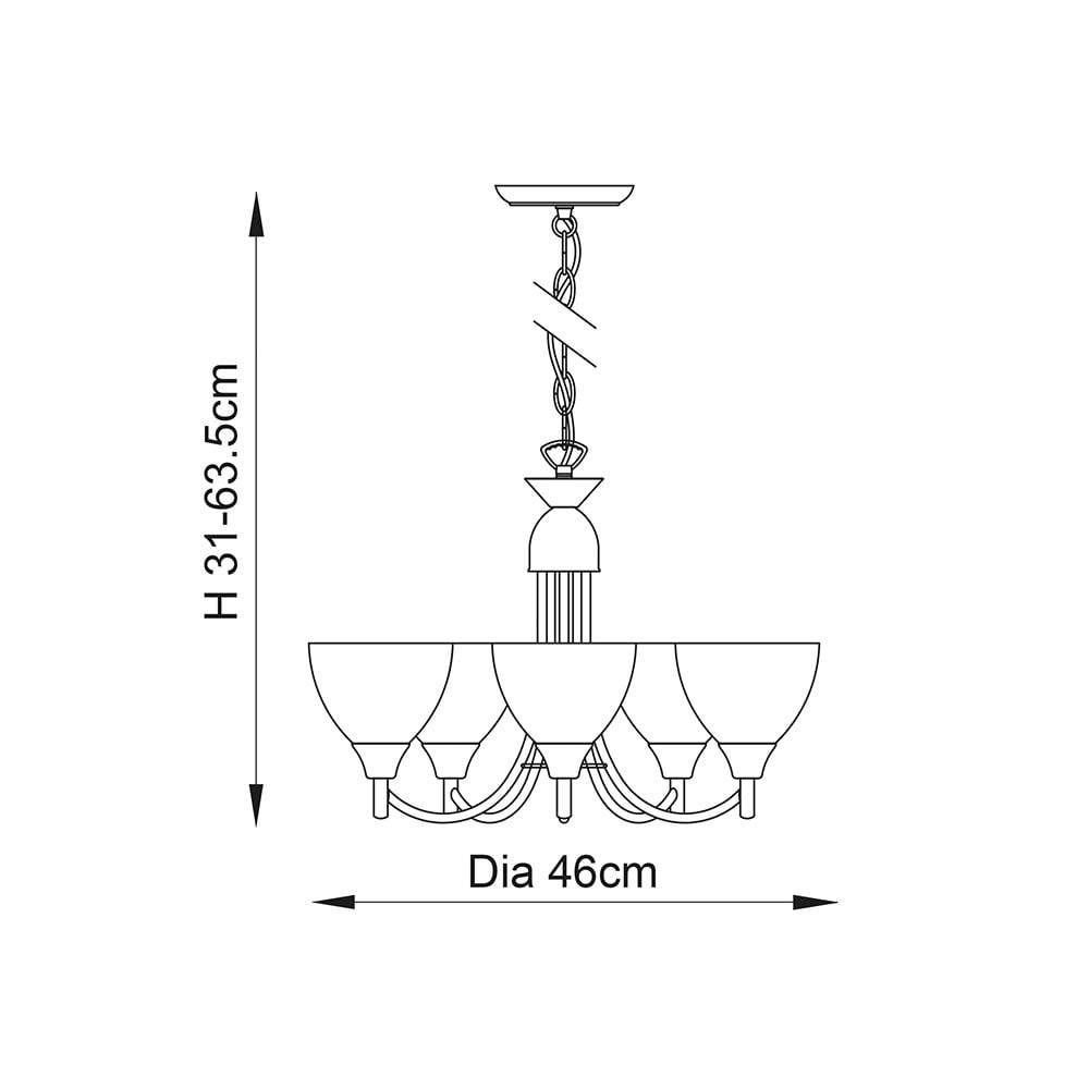 Alton 5 Light Ceiling Fitting in Antique Brass