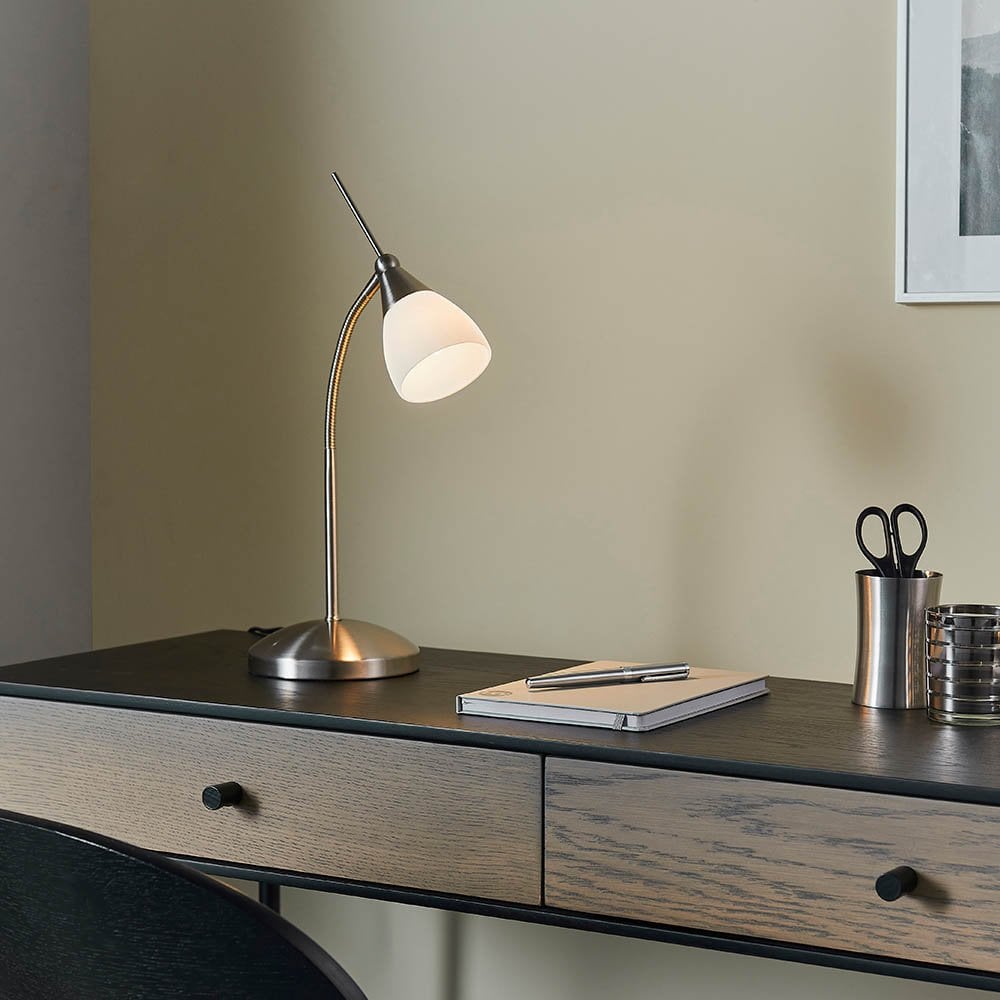 Range Touch Table Lamp in Satin Chrome