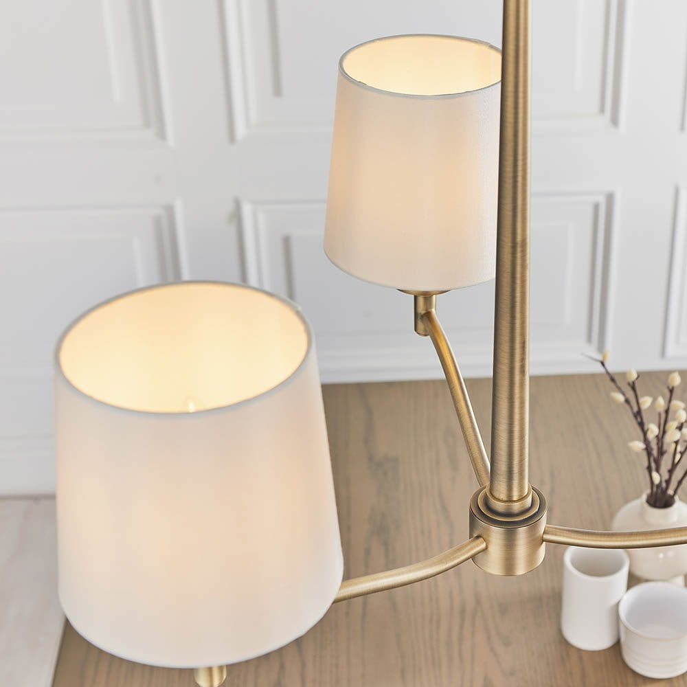 Ortona 3 Light Pendant in Antique Brass C/W Shades