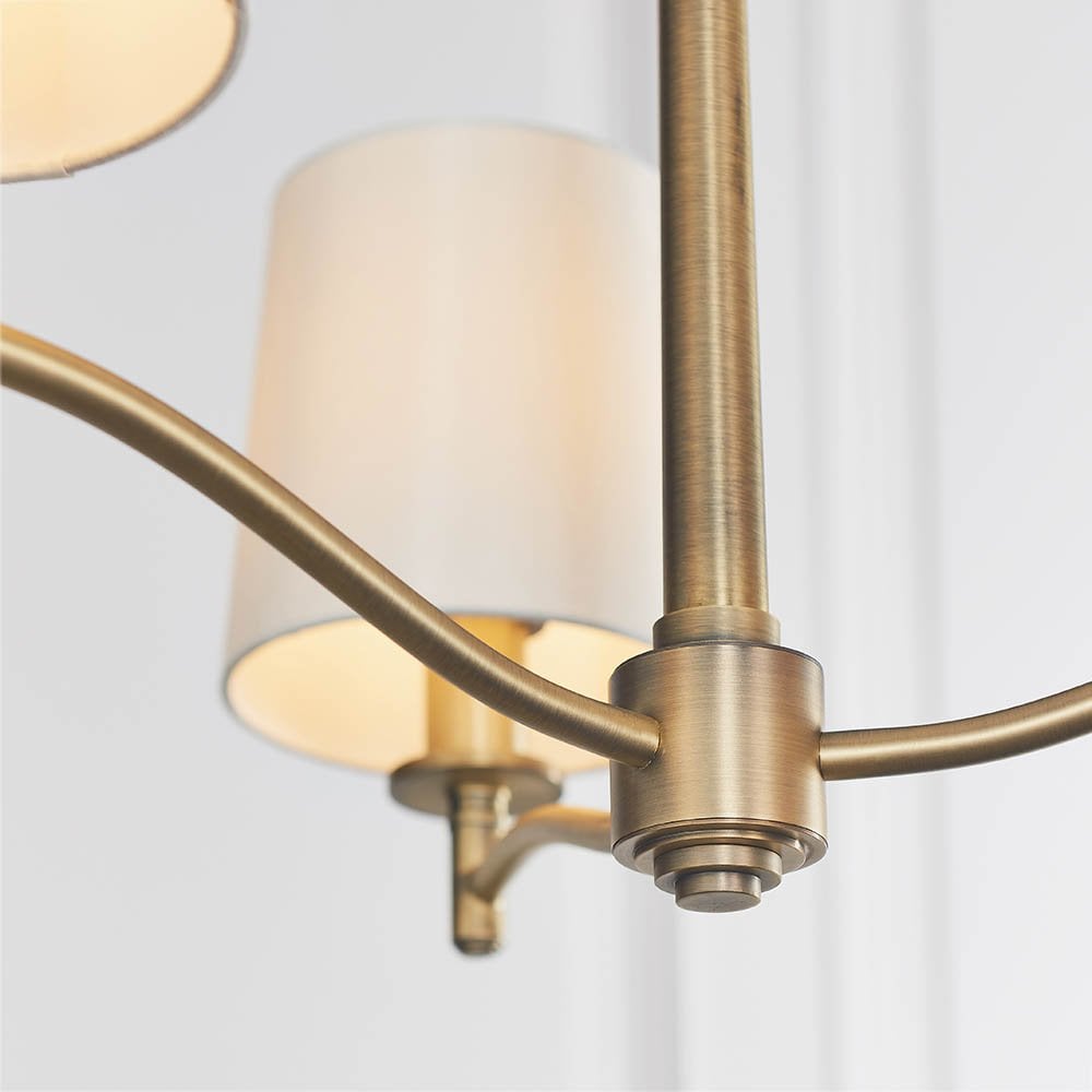 Ortona 3 Light Pendant in Antique Brass C/W Shades