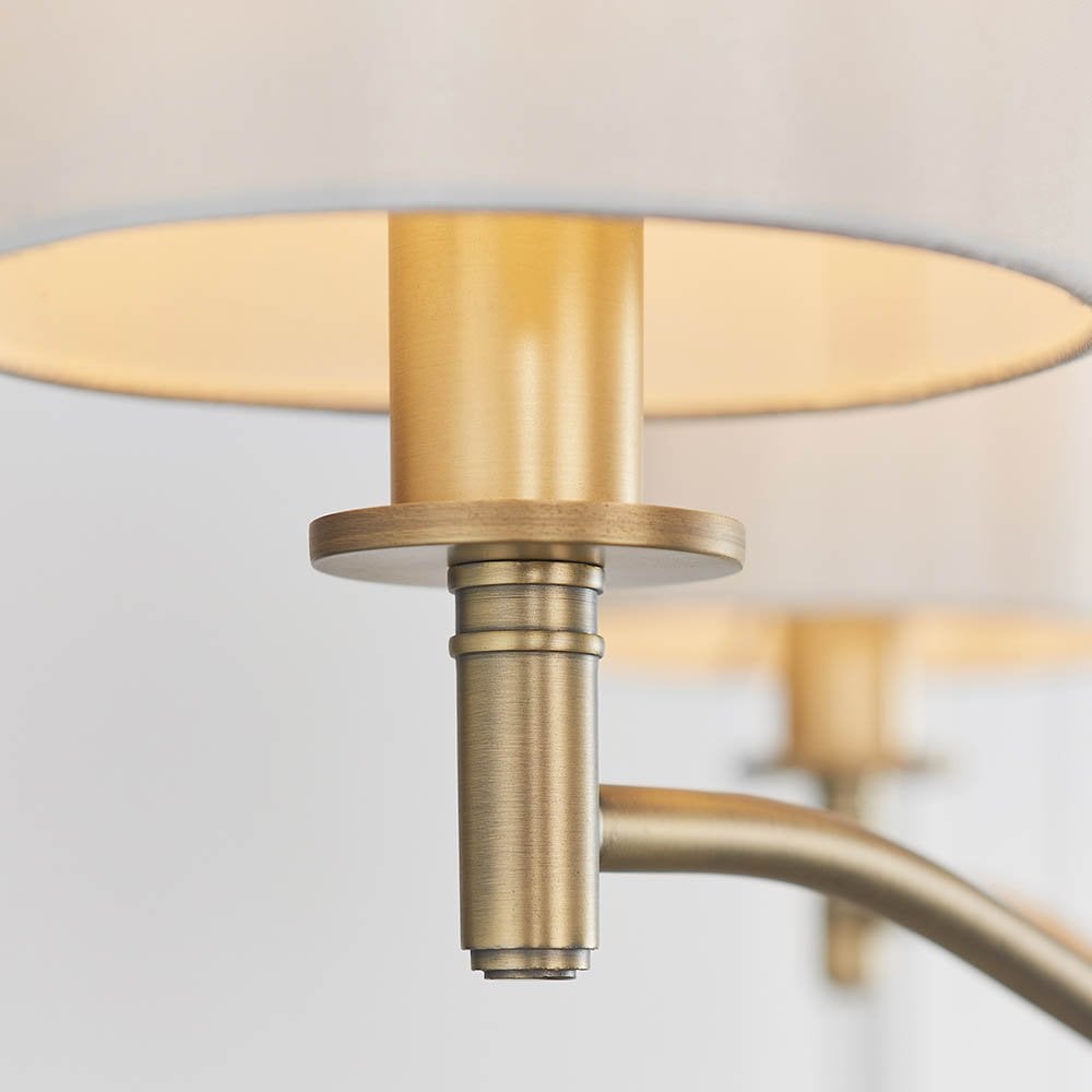 Ortona 3 Light Pendant in Antique Brass C/W Shades