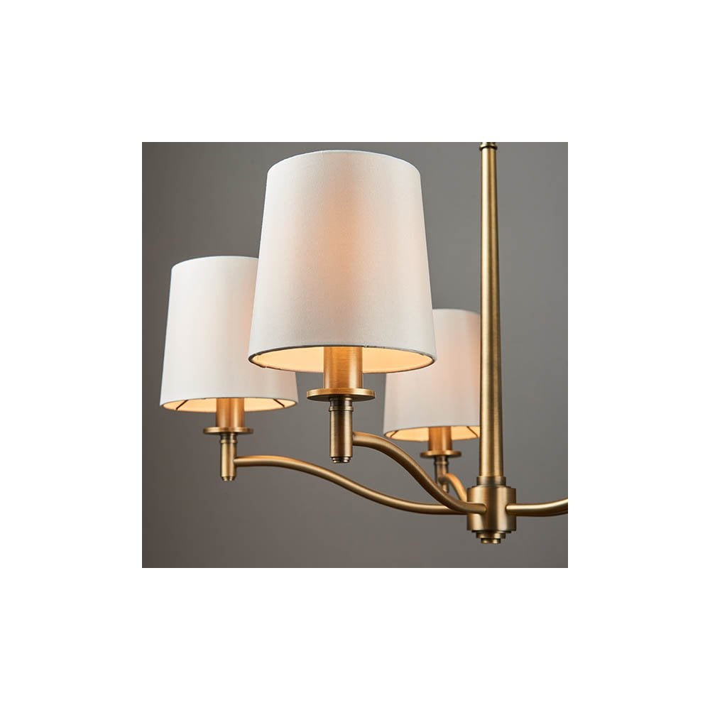 Ortona 5 Light Pendant in Antique Brass C/W Shades