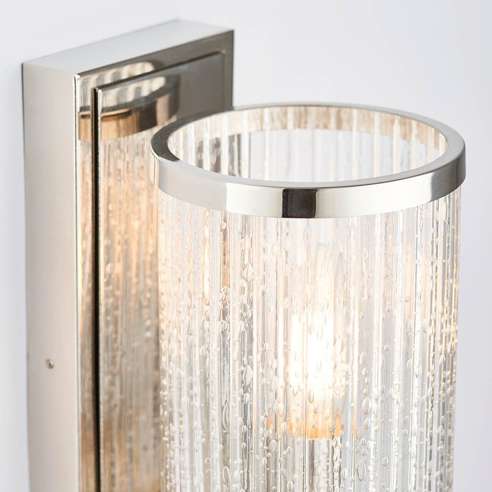 Easton Wall Light in Nickel with Ribbed Glass