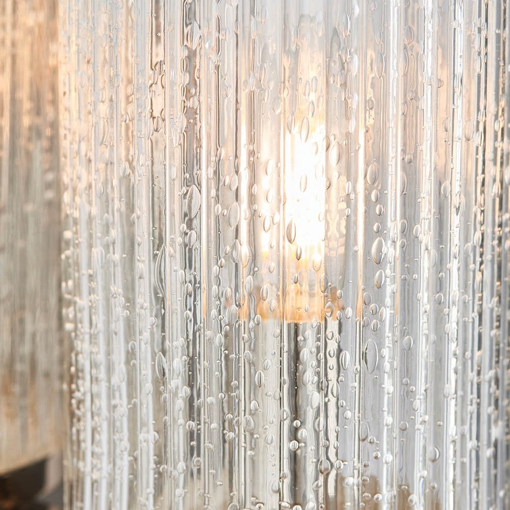 Easton Wall Light in Nickel with Ribbed Glass
