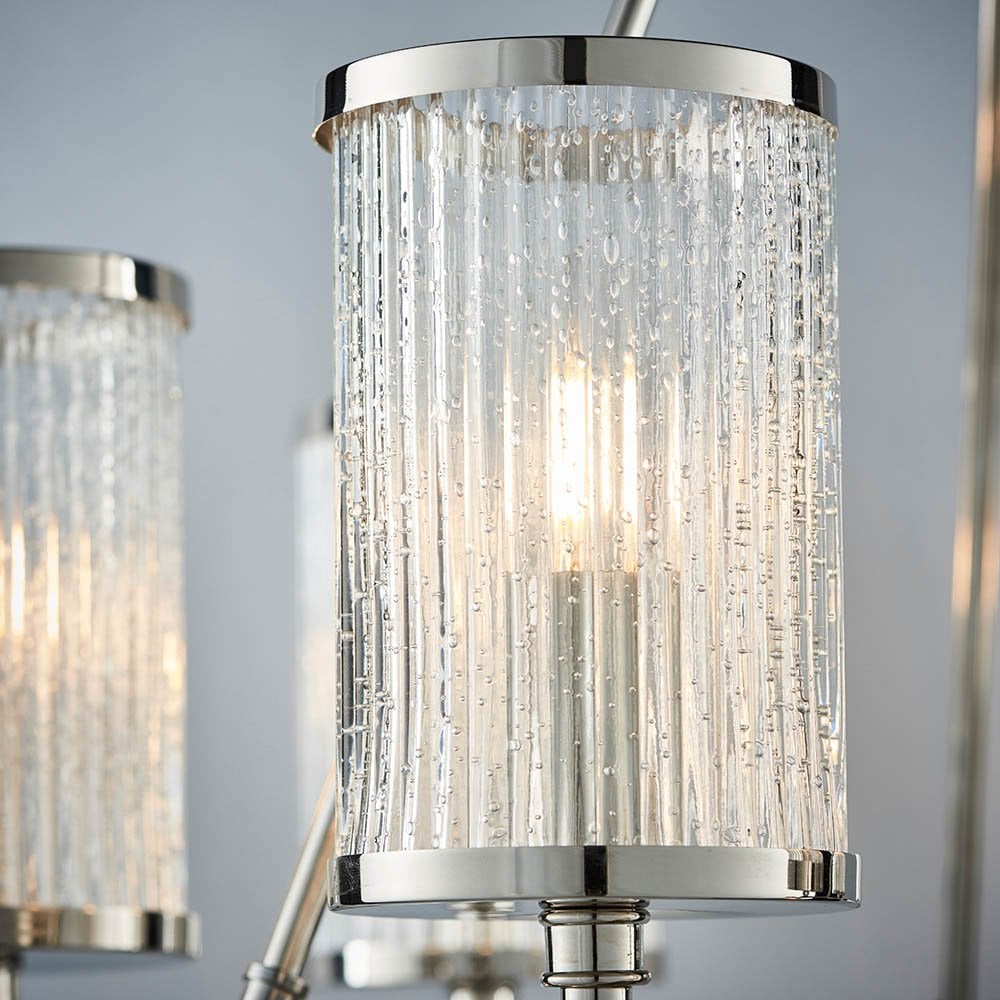Easton 6 Light Pendant in Nickel with Ribbed Glass