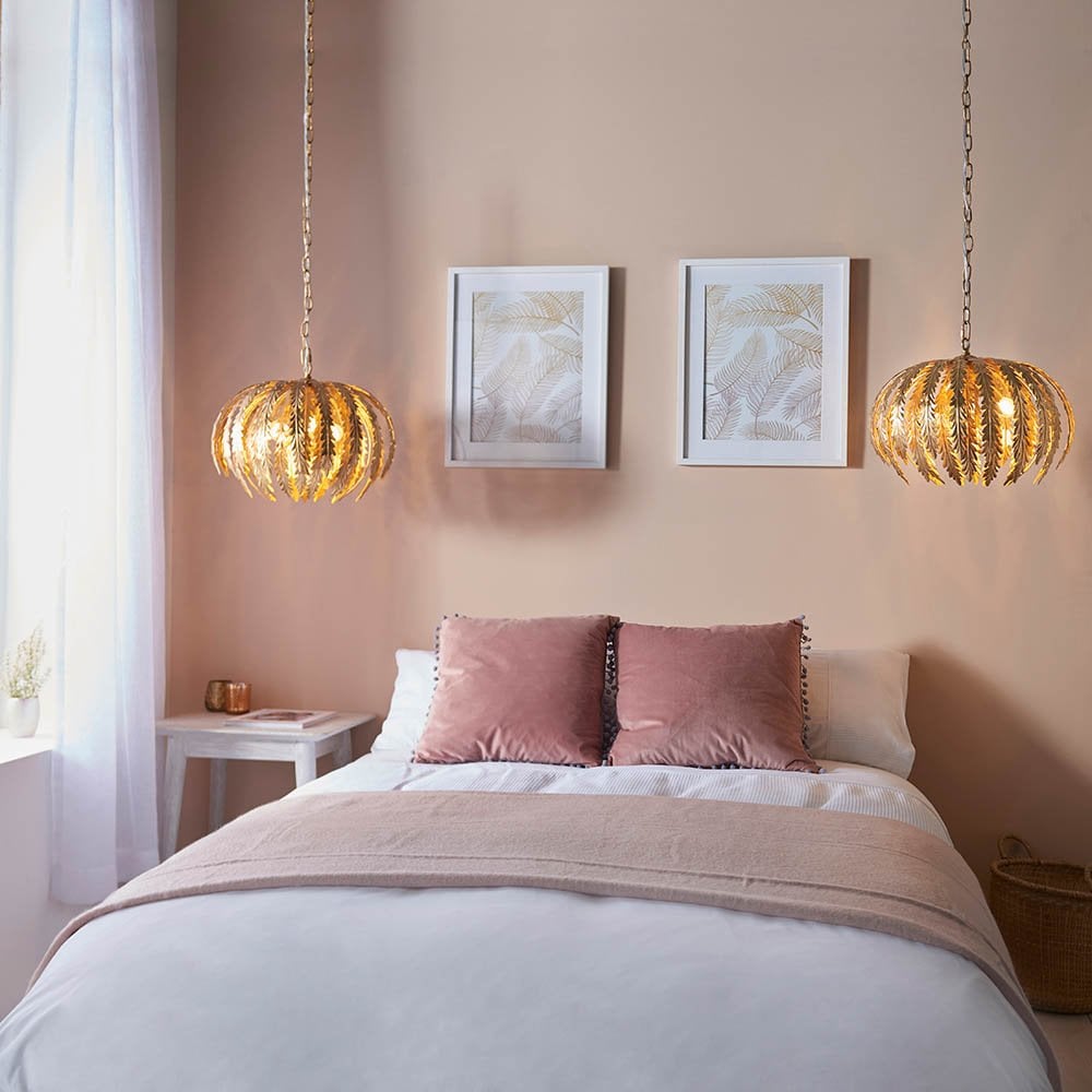 Delphine Large 3 Light with Leaf Detail in Gold