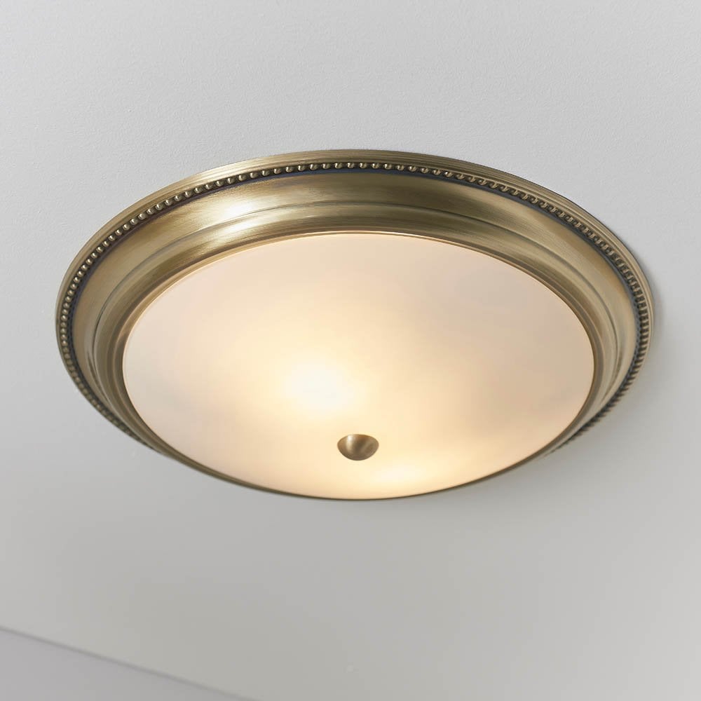 Atlas 2 Light Flush fitting in Antique Brass