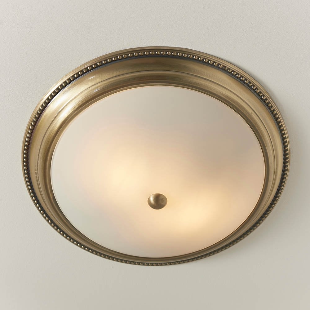 Atlas 2 Light Flush fitting in Antique Brass