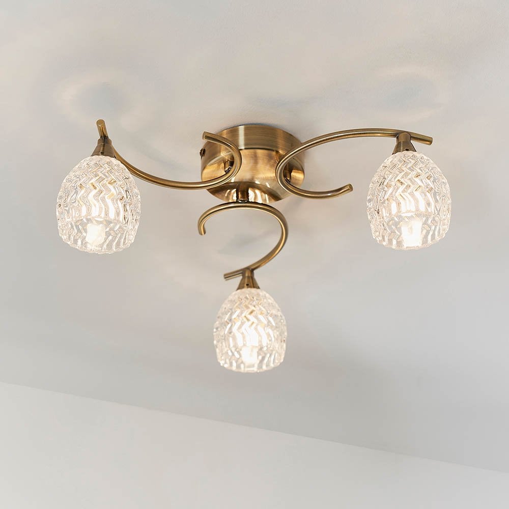 Boyer 3 Light Semi Flush in Antique Brass