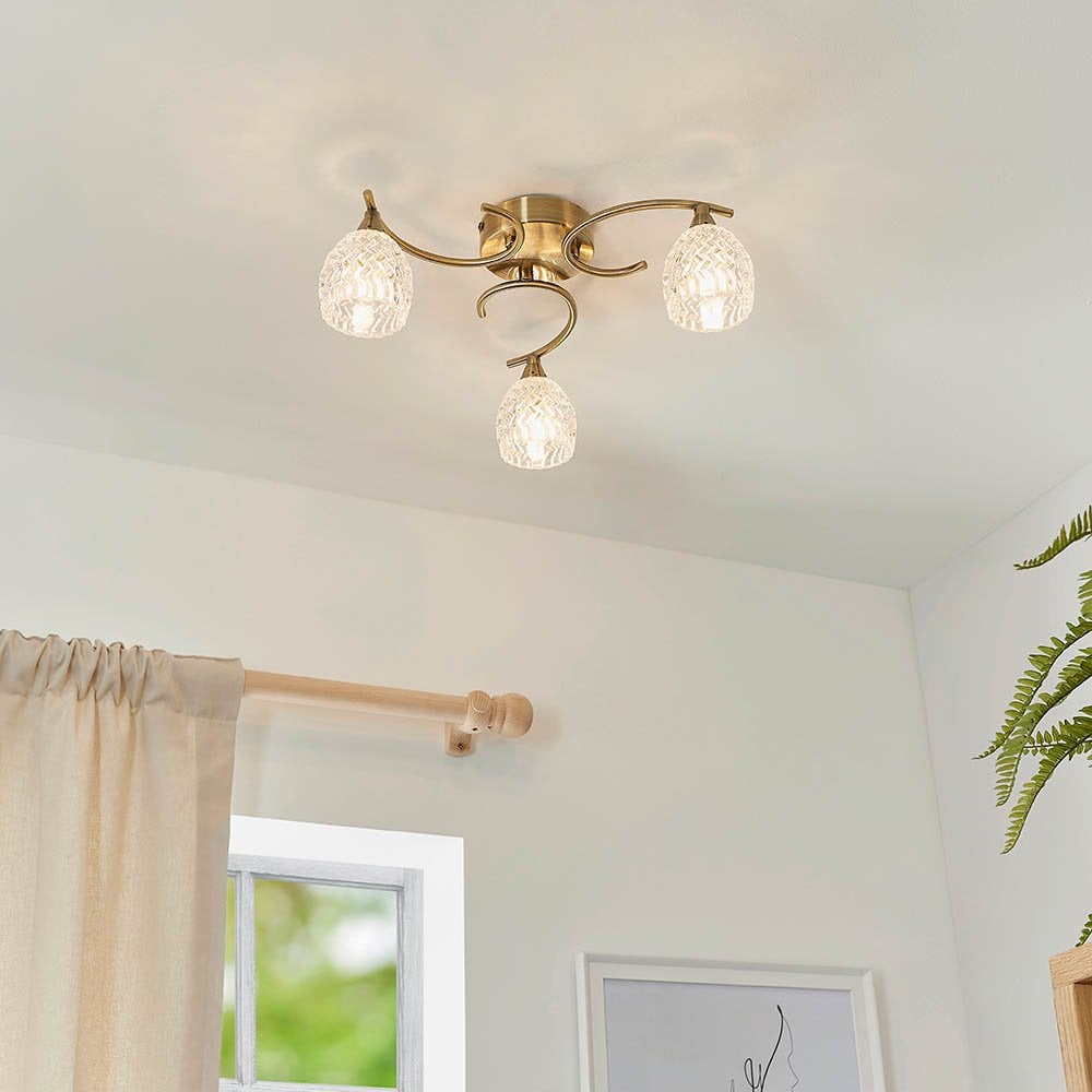 Boyer 3 Light Semi Flush in Antique Brass