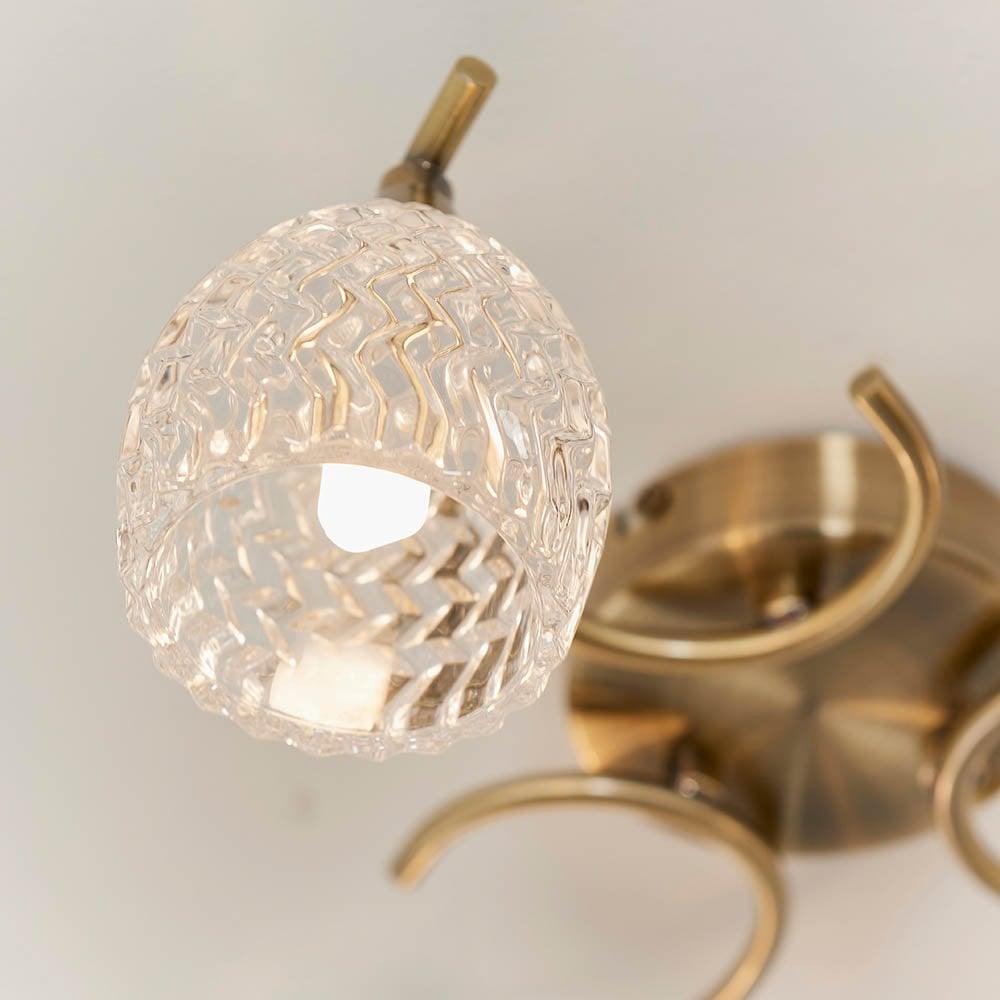 Boyer 3 Light Semi Flush in Antique Brass