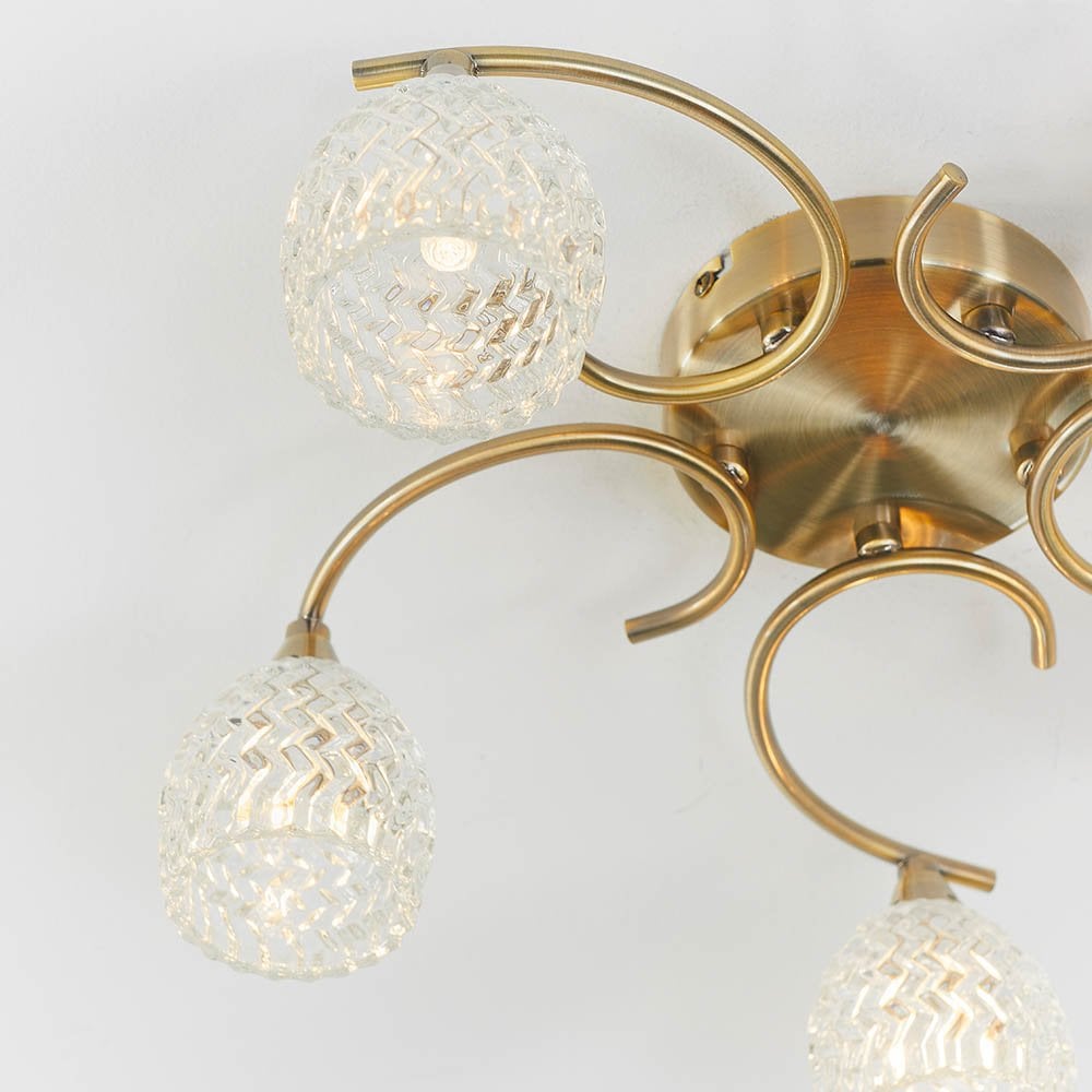 Boyer 5 Light Semi Flush in Antique Brass