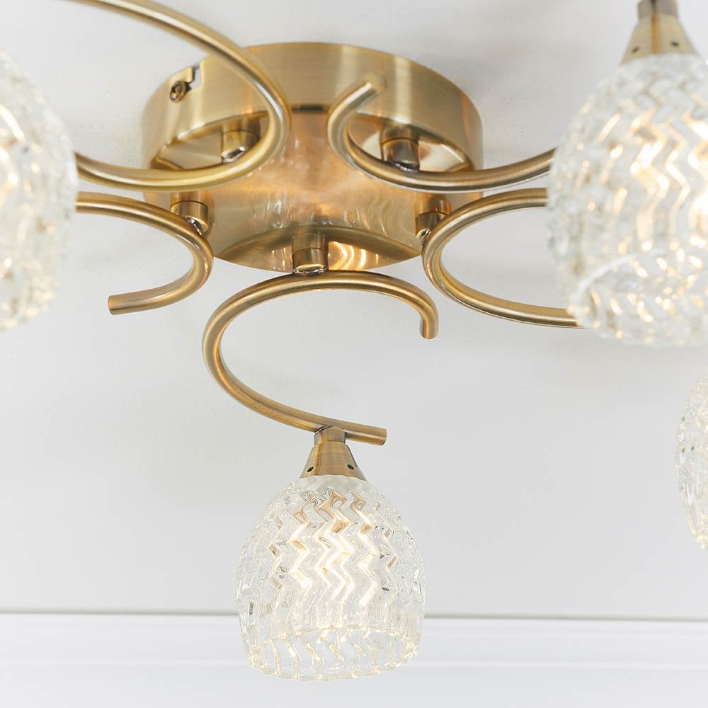 Boyer 5 Light Semi Flush in Antique Brass