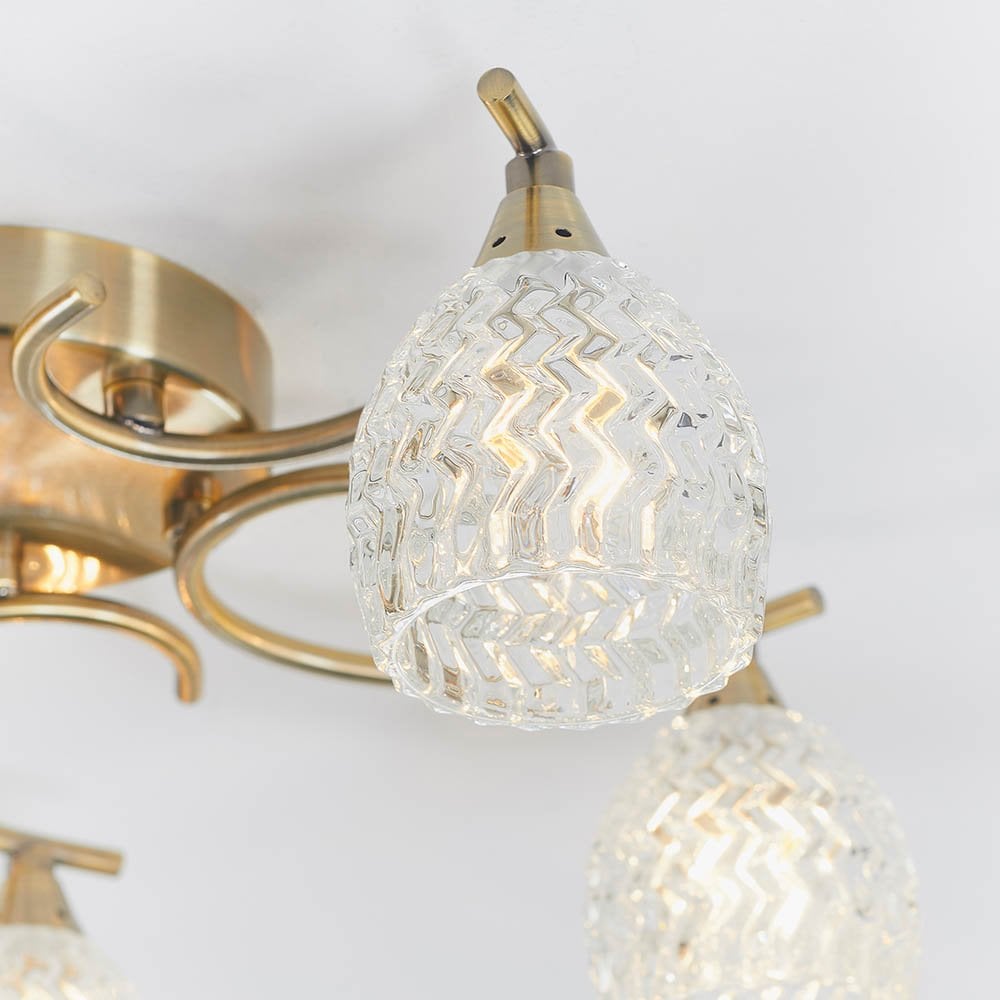 Boyer 5 Light Semi Flush in Antique Brass