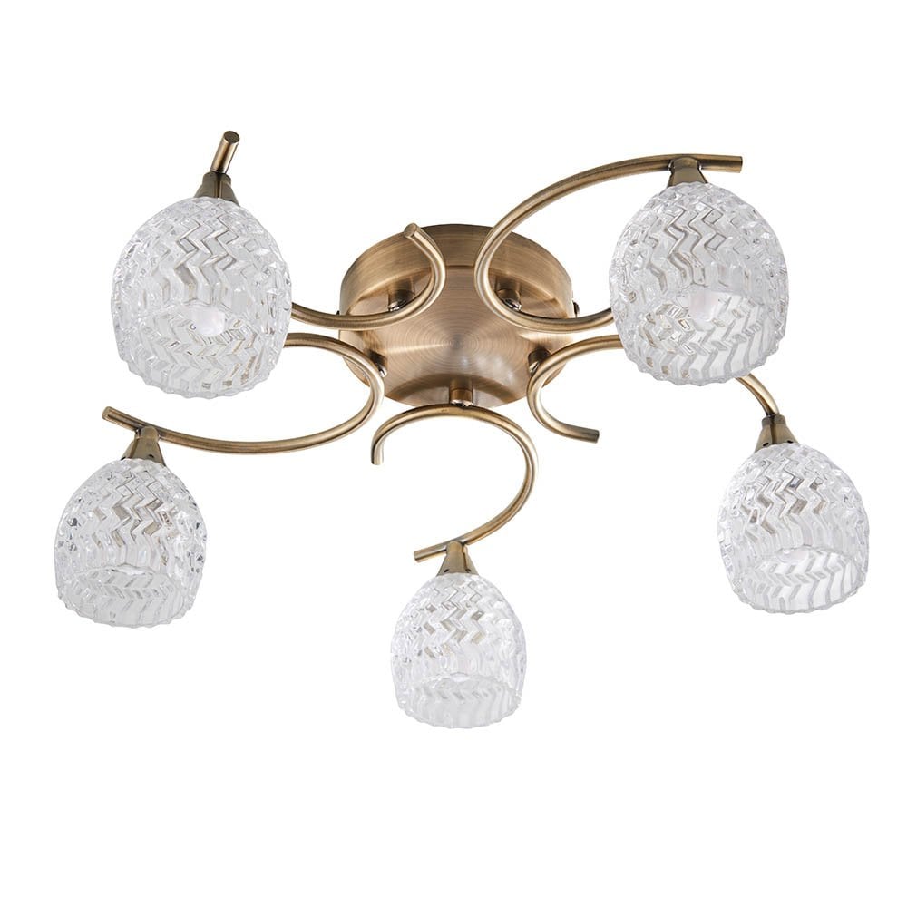 Boyer 5 Light Semi Flush in Antique Brass