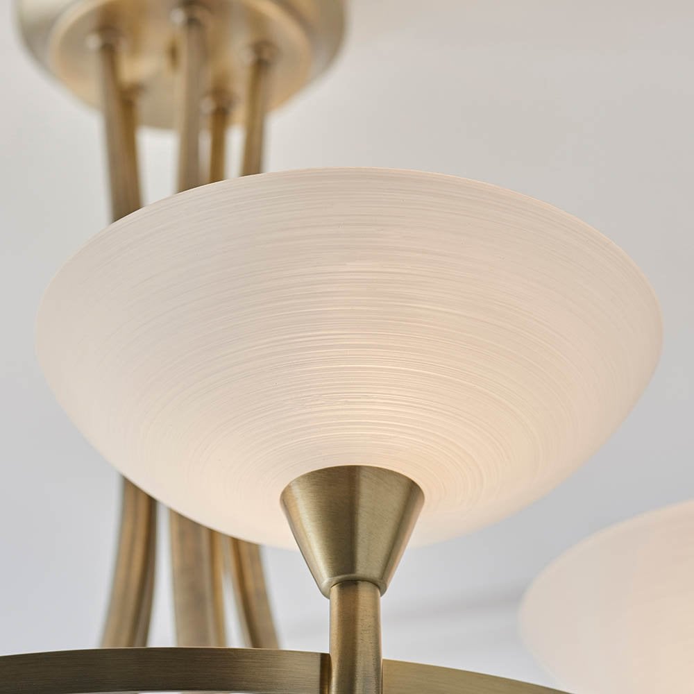 Cagney 5 Light Semi Flush in Antique Brass