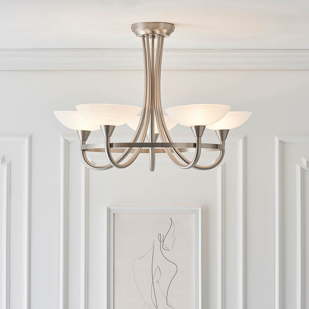 Cagney 5 Light Semi Flush in Satin Chrome