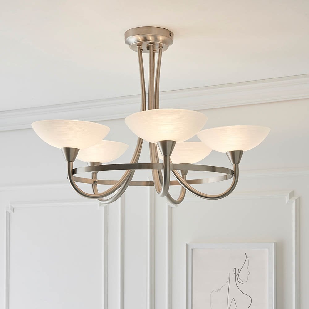 Cagney 5 Light Semi Flush in Satin Chrome
