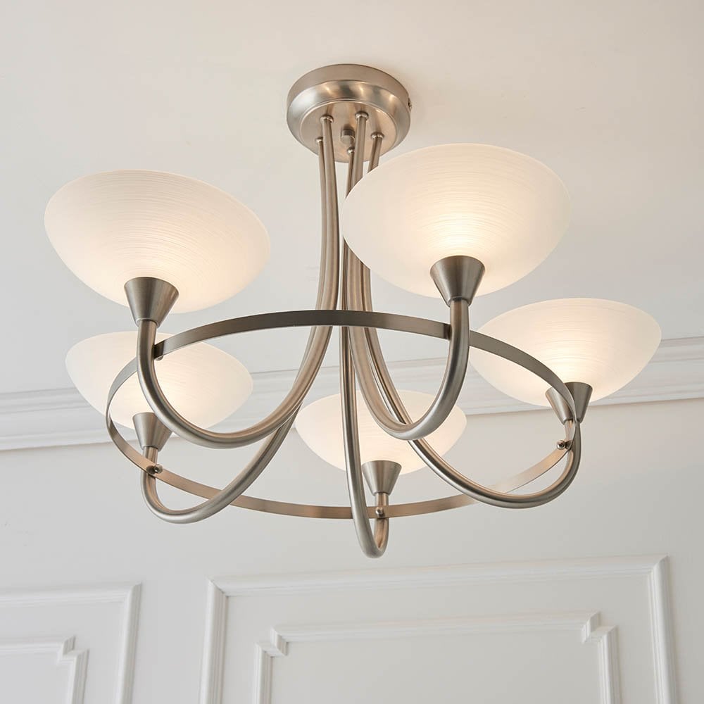 Cagney 5 Light Semi Flush in Satin Chrome