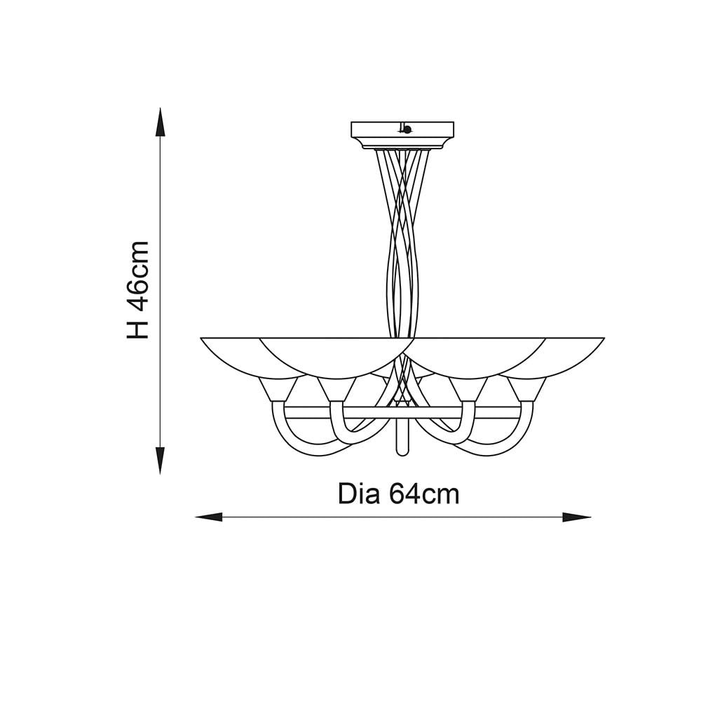 Cagney 5 Light Semi Flush in Satin Chrome