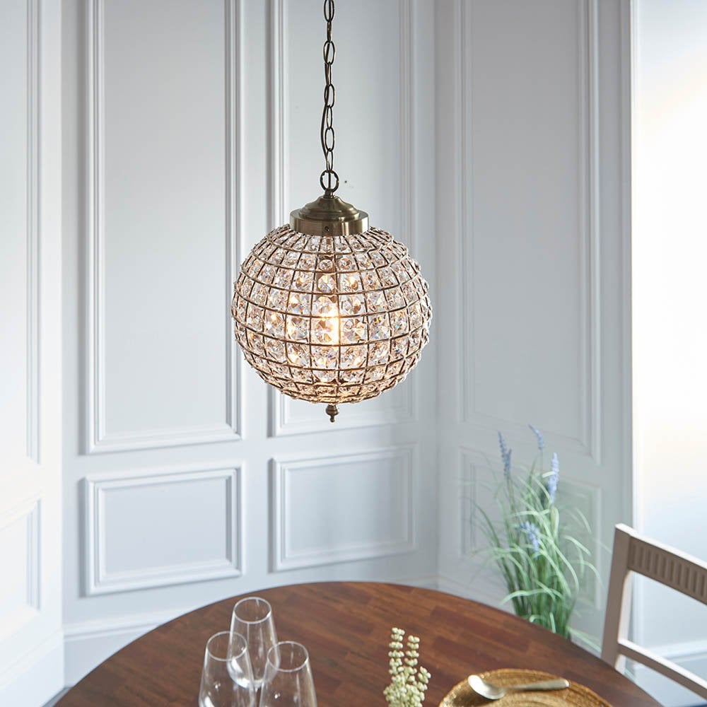 Tanaro Antique Brass Pendant with Clear Bead Detail