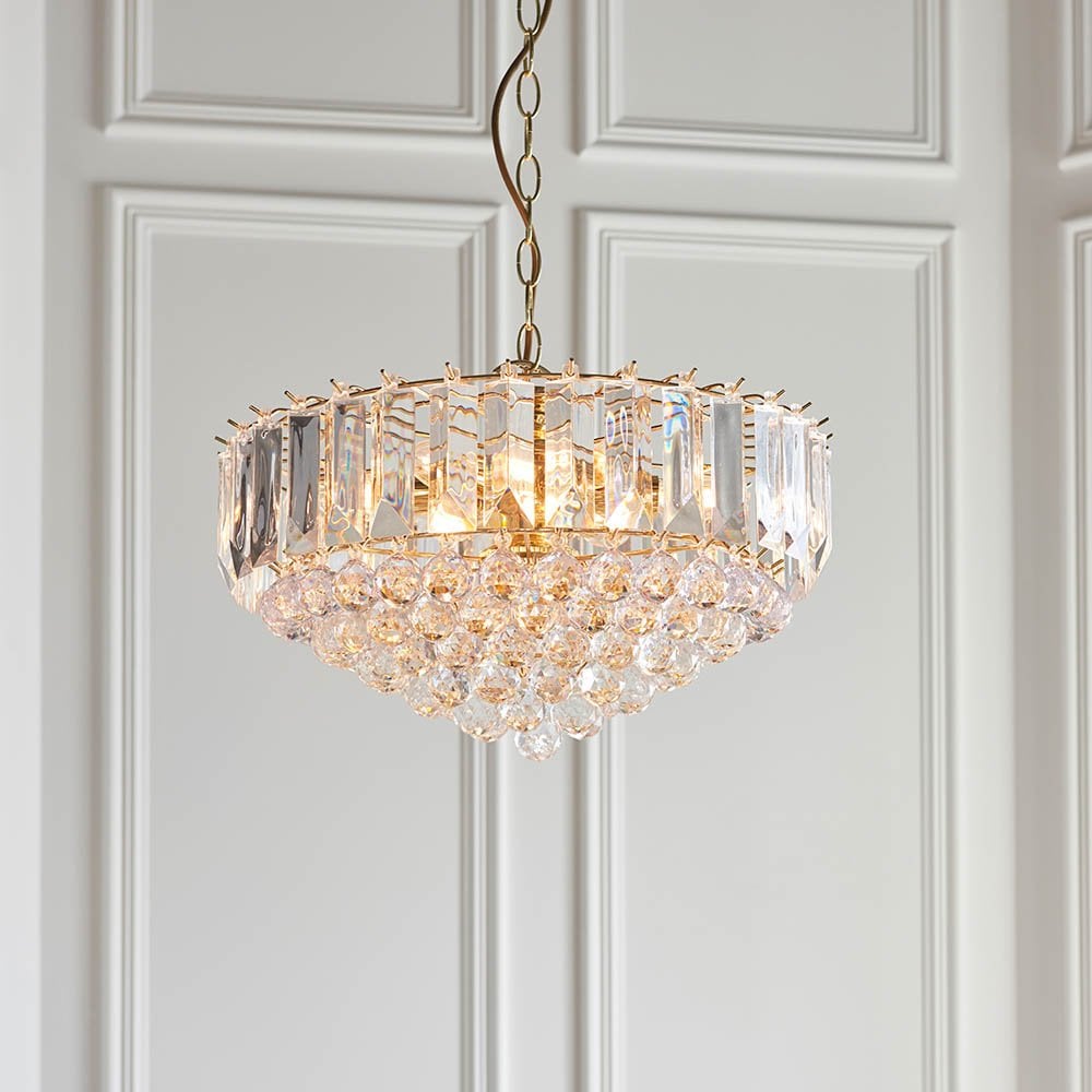 Fargo 6 Light in Brass with Clear Acrylic