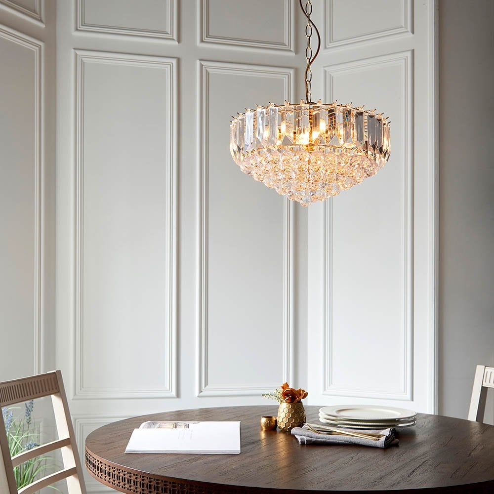 Fargo 6 Light in Brass with Clear Acrylic