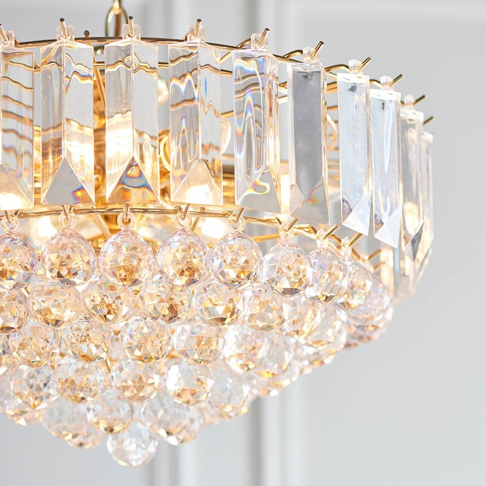 Fargo 6 Light in Brass with Clear Acrylic