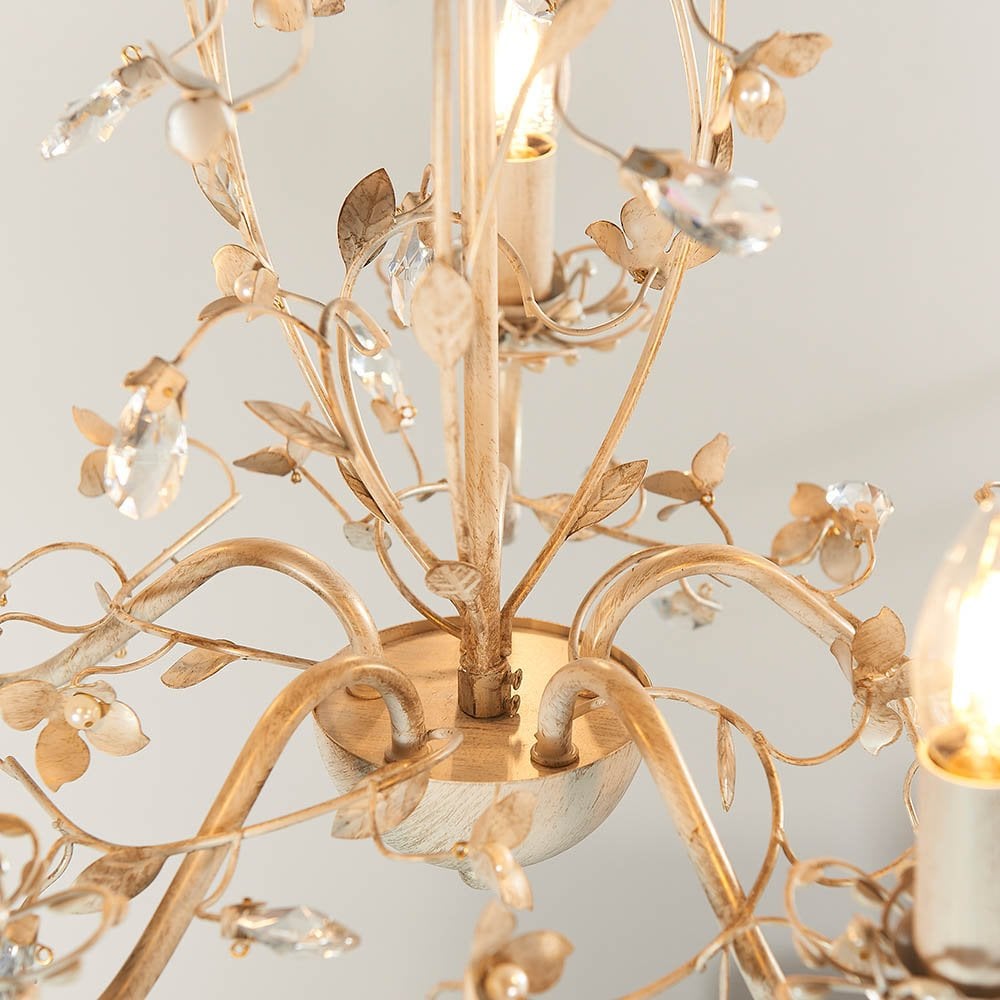 Lullaby 5 Light Pendant in Cream & Brushed Gold