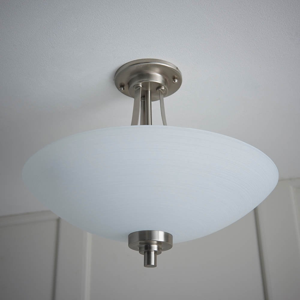 Welles 3 Light Semi Flush in Satin Nickel