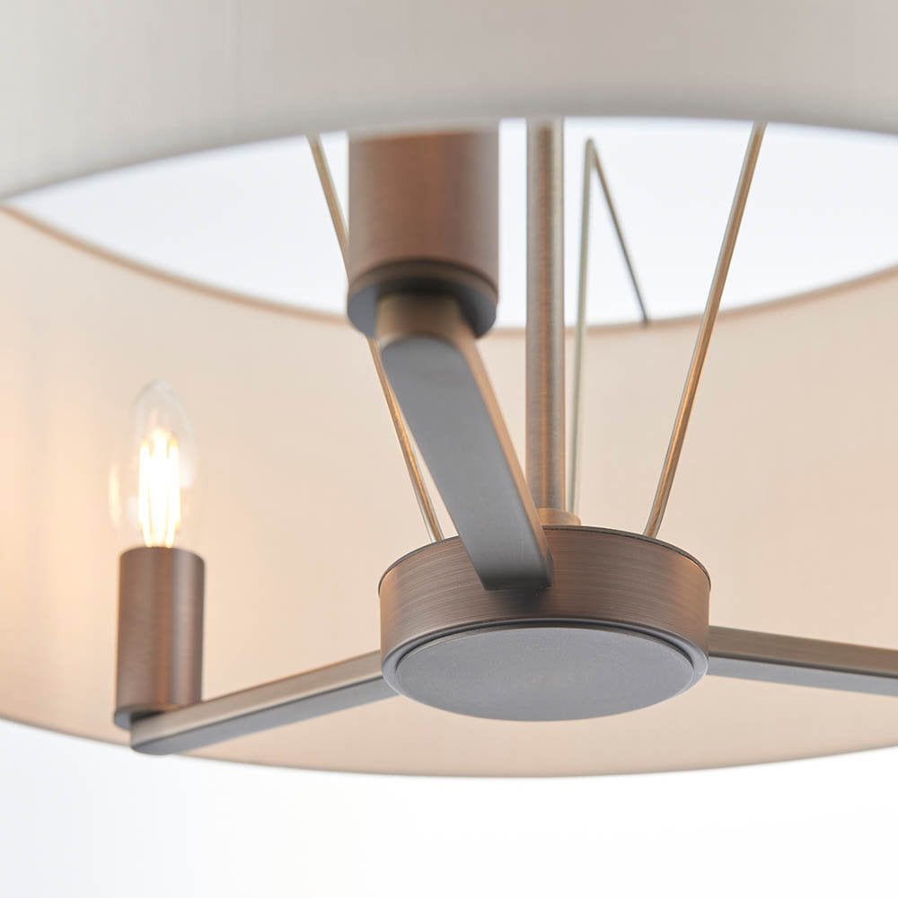 Daley 3 Light Drum Pendant in Bronze C/W Marble Shade