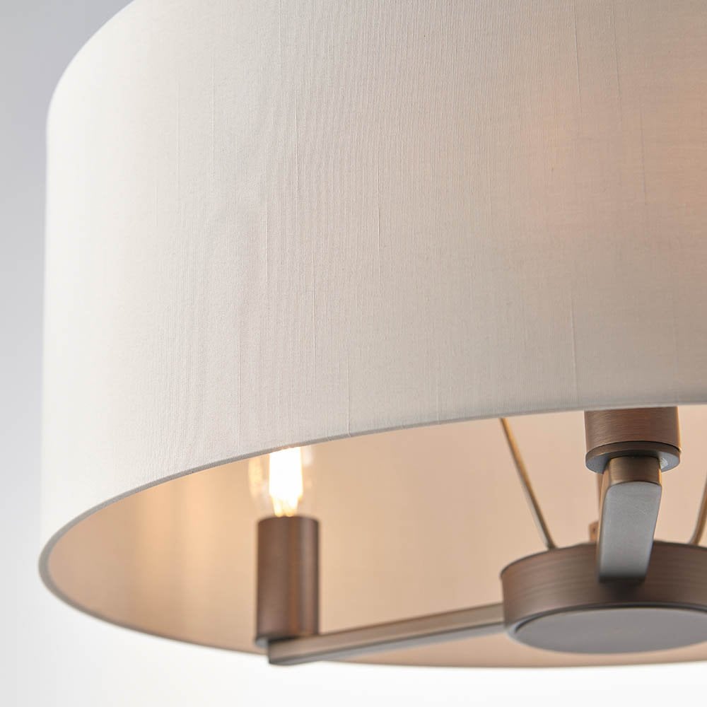 Daley 3 Light Drum Pendant in Bronze C/W Marble Shade