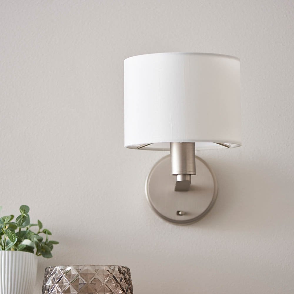 Daley Wall Light in Nickel C/W White Shade