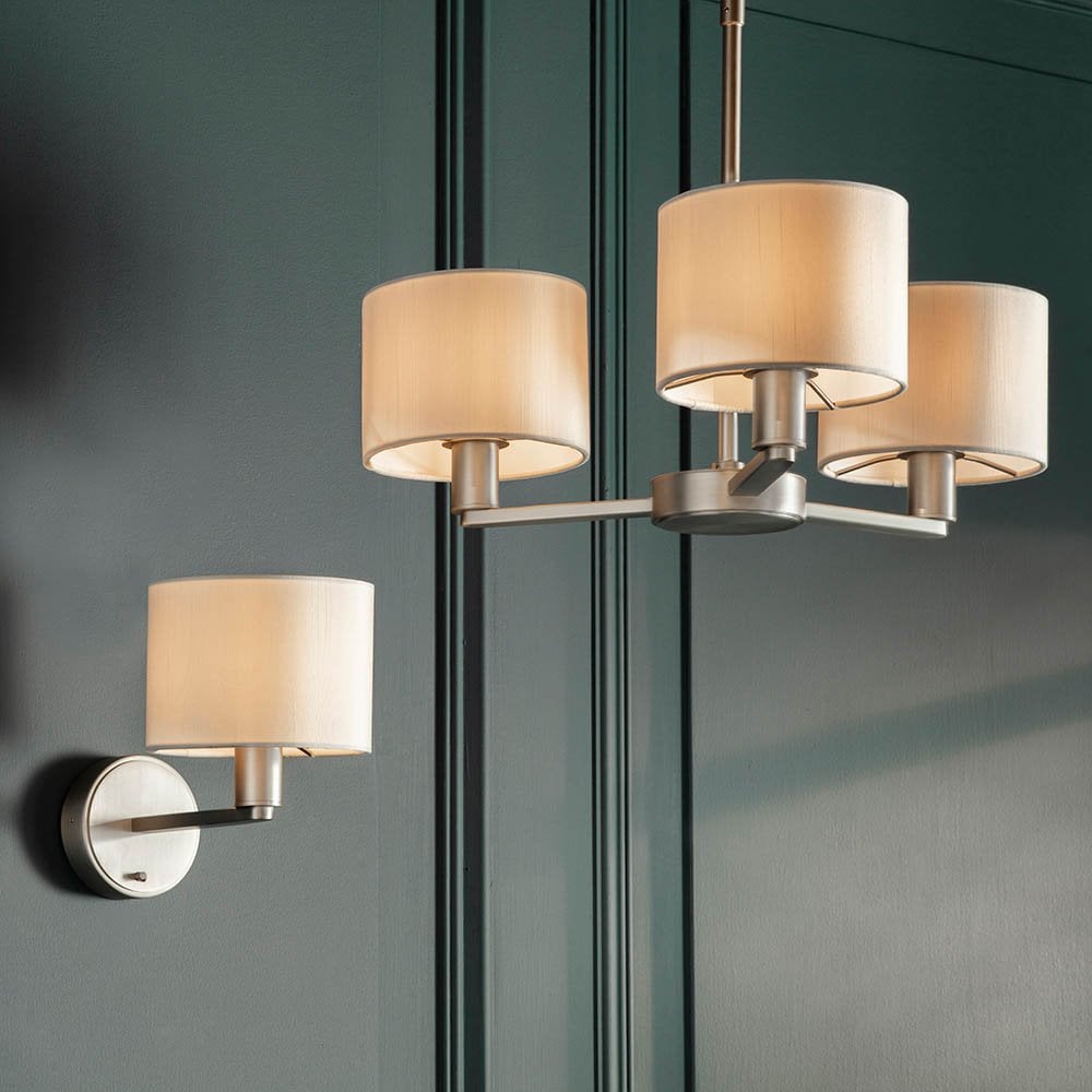 Daley Wall Light in Nickel C/W White Shade