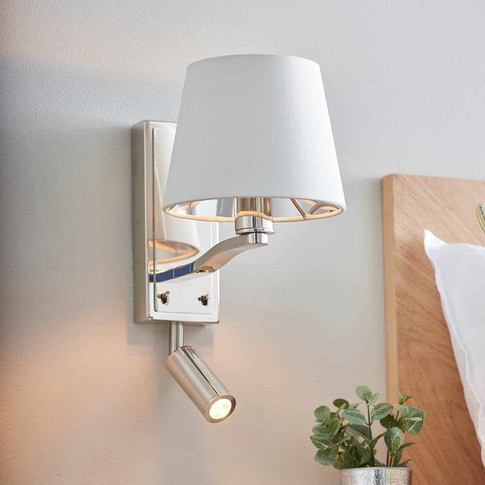 Harvey Wall & Spot Light in Nickel C/W Shade