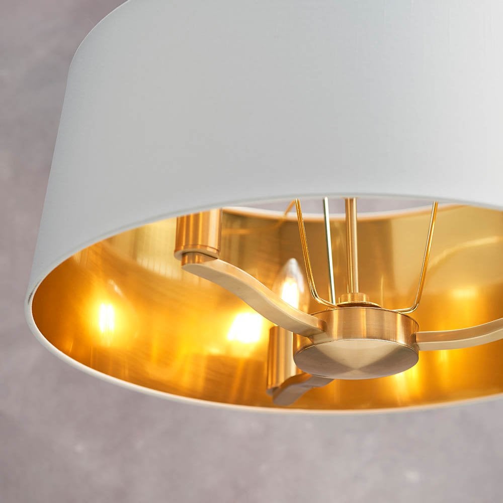 Harvey 3 Light with Drum Shade in Satin Gold