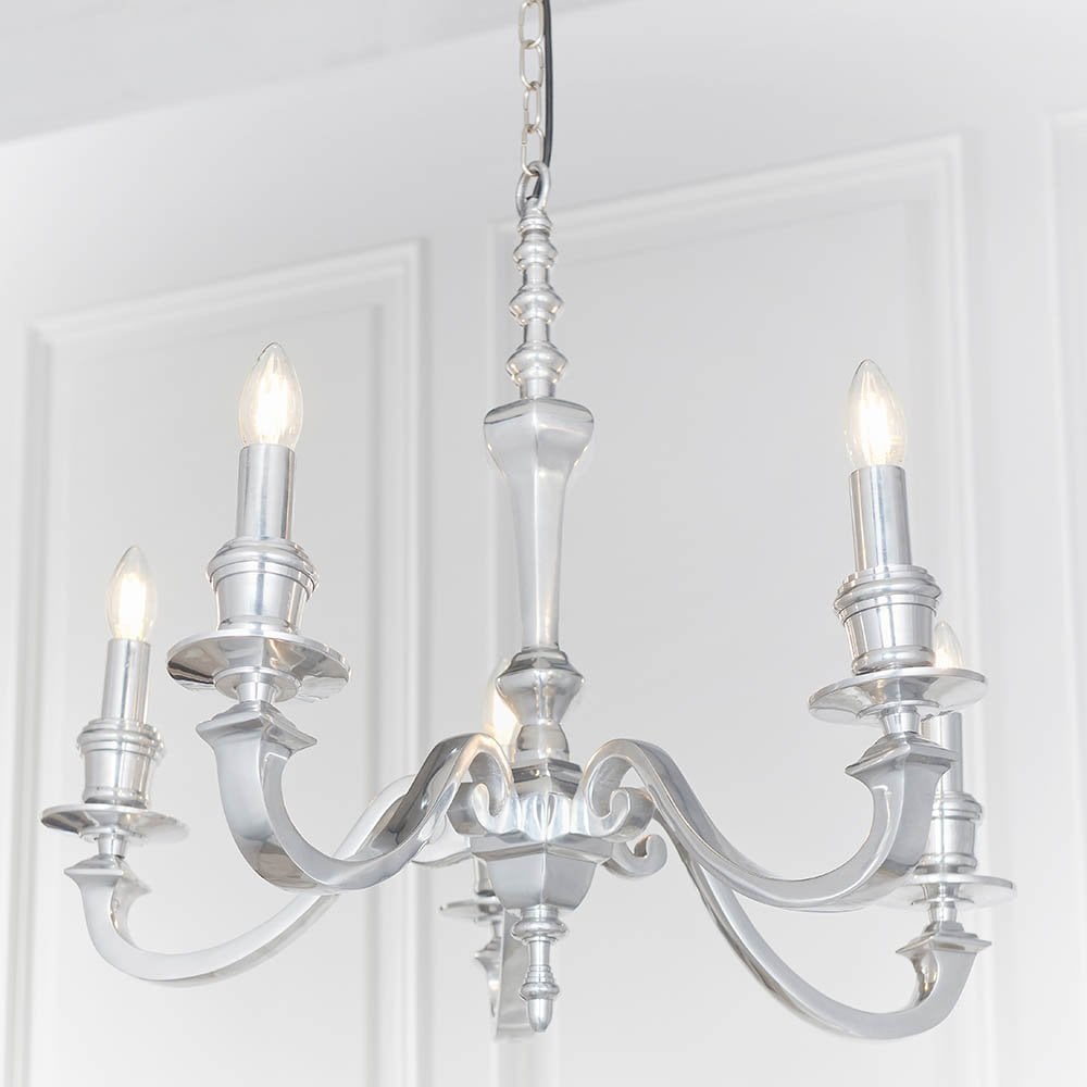 Finsbury 5 Light Pendant in Polished Alumium Finish