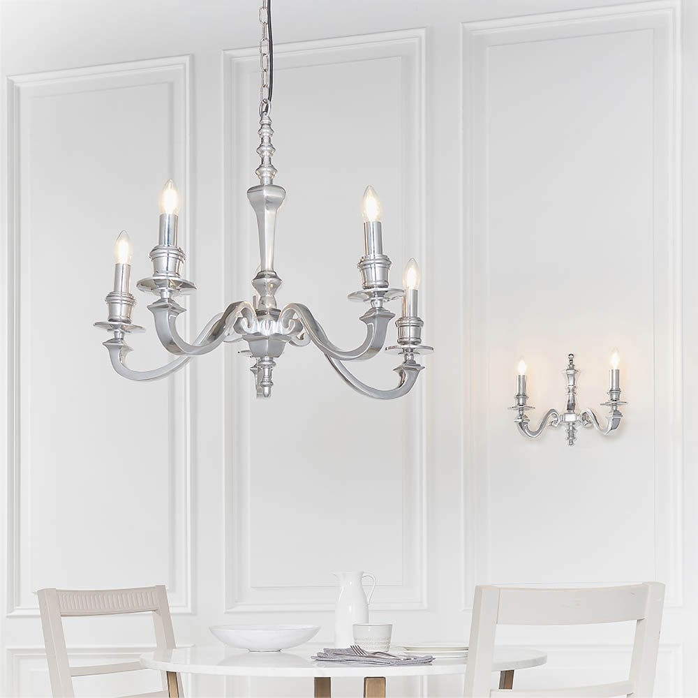 Finsbury 5 Light Pendant in Polished Alumium Finish