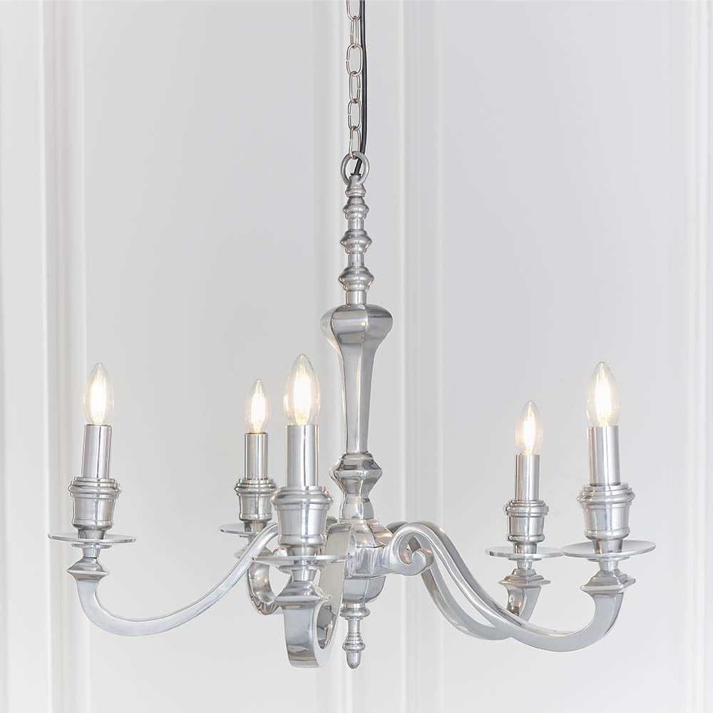 Finsbury 5 Light Pendant in Polished Alumium Finish
