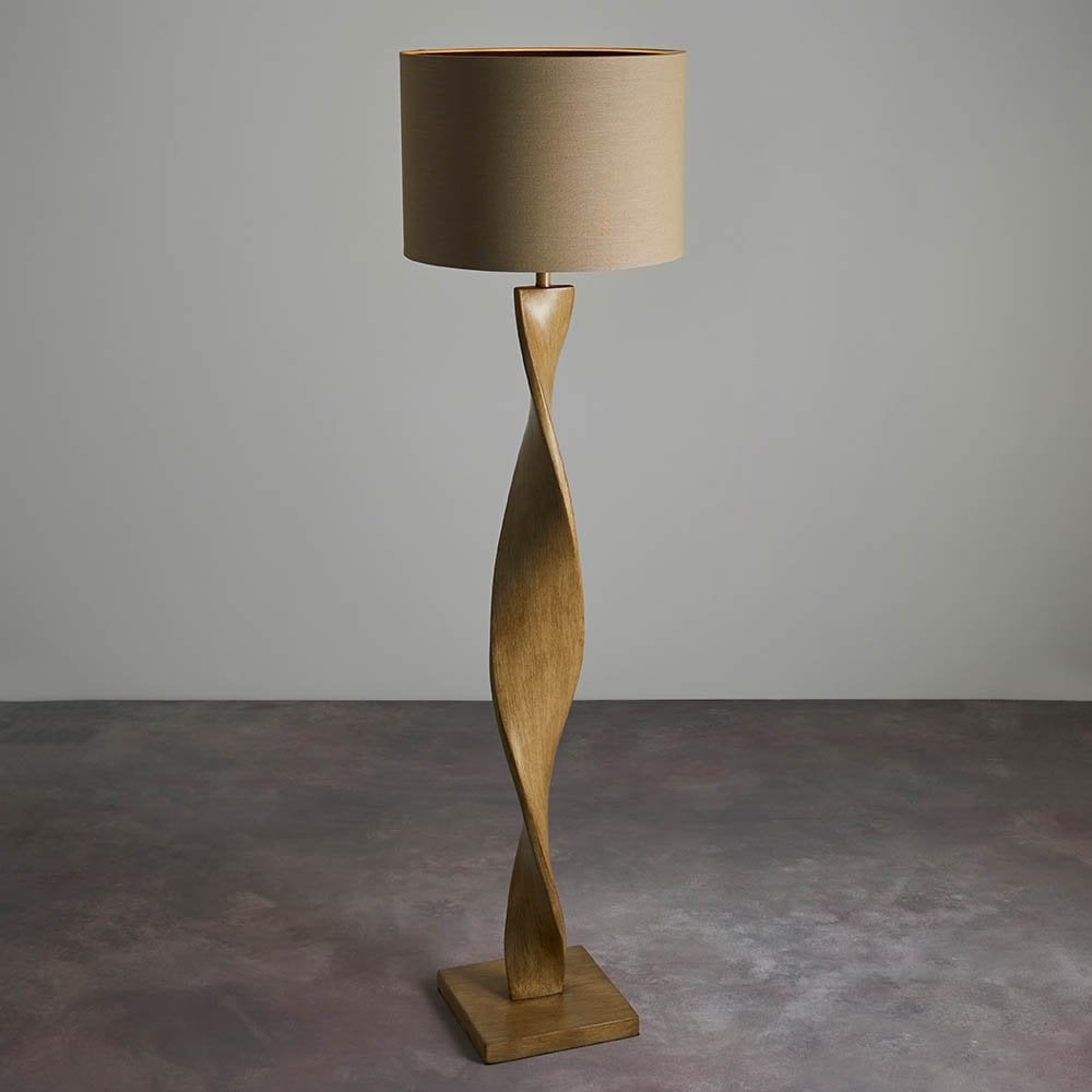 Abia Wooden Floor Lamp C/W Shade