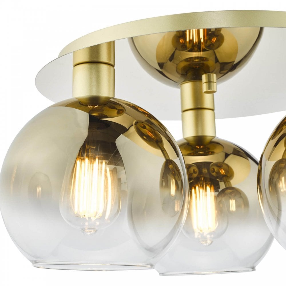 Lycia 3 Light Black Flush Light with Smoked Glass