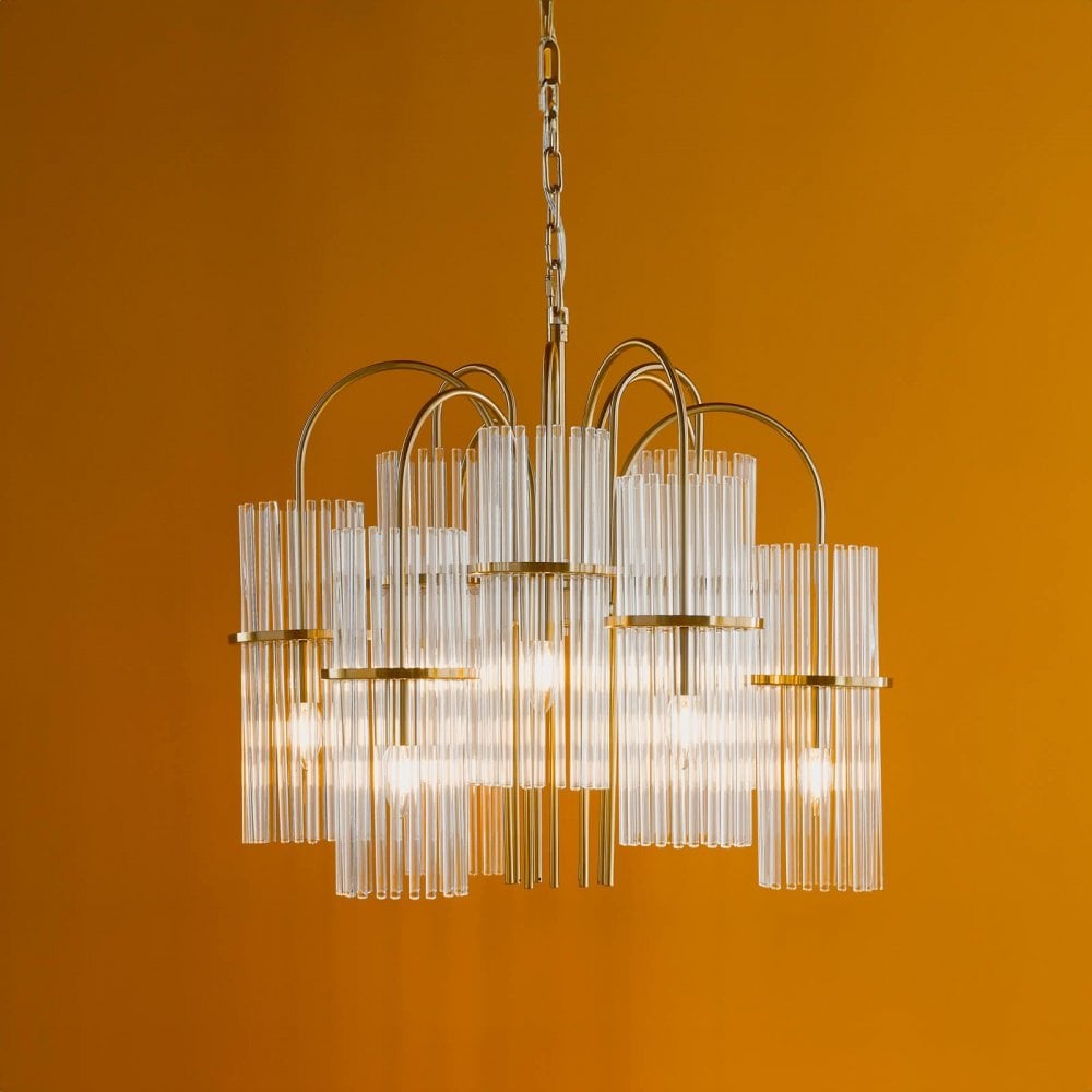 Eniola 9 Light Natural Brass & Glass Ceiling Pendant