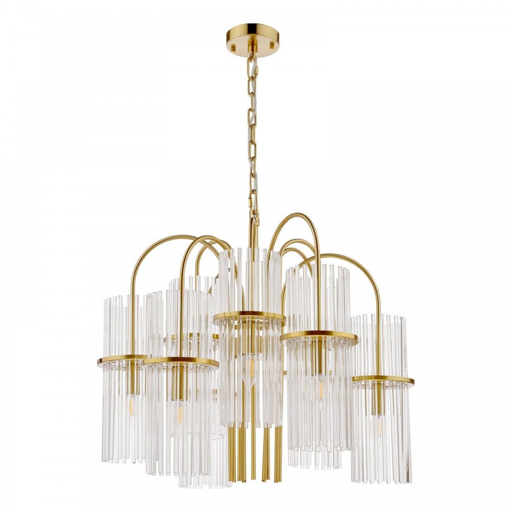 Eniola 9 Light Natural Brass & Glass Ceiling Pendant