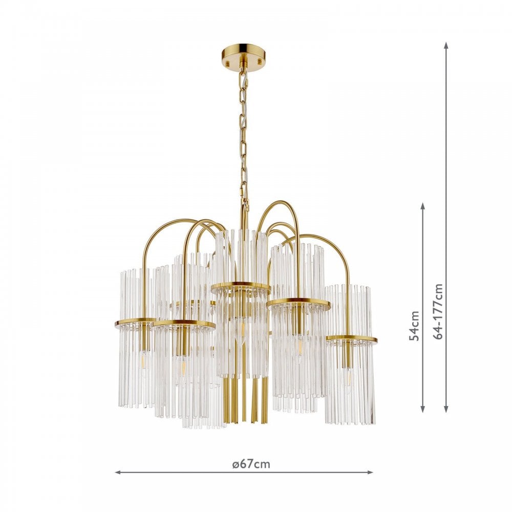 Eniola 9 Light Natural Brass & Glass Ceiling Pendant