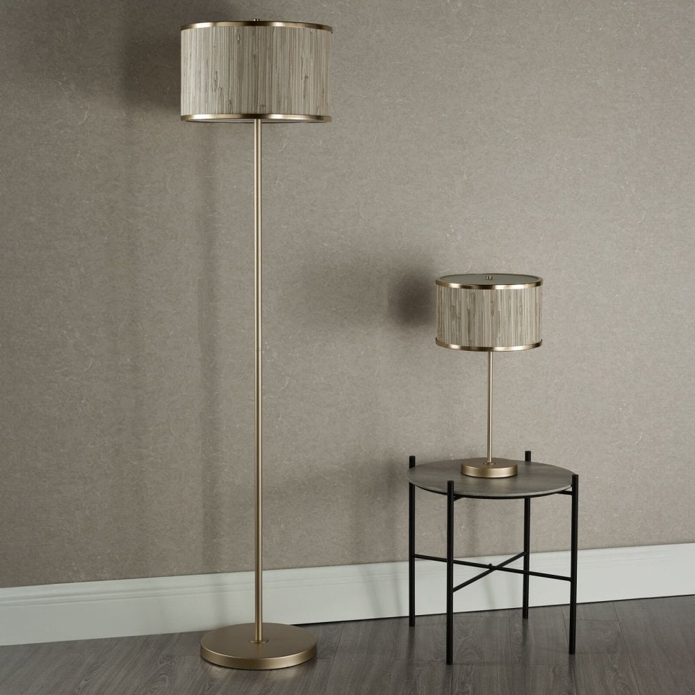 Fenella Floor Lamp in Golf Leaf & Seagrass
