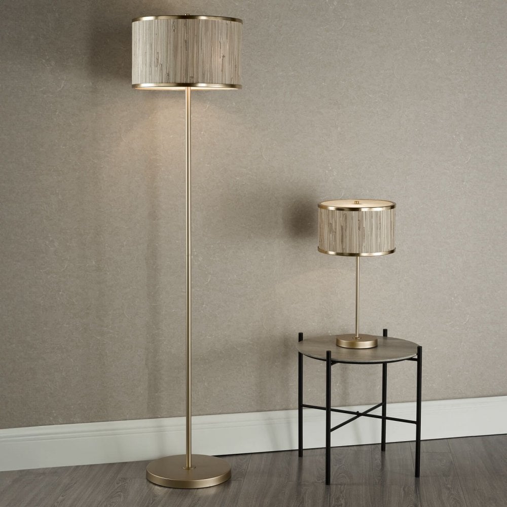 Fenella Floor Lamp in Golf Leaf & Seagrass
