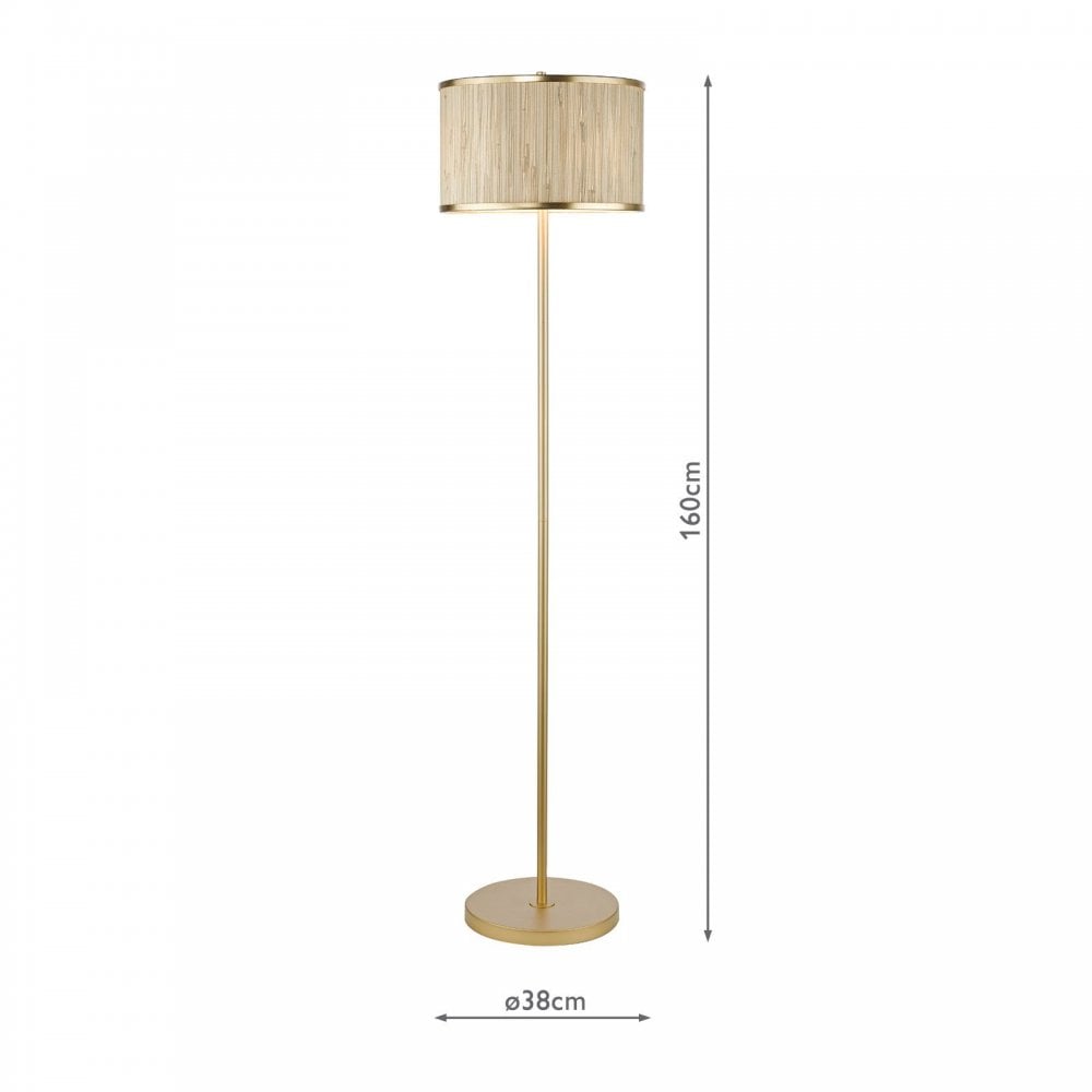 Fenella Floor Lamp in Golf Leaf & Seagrass