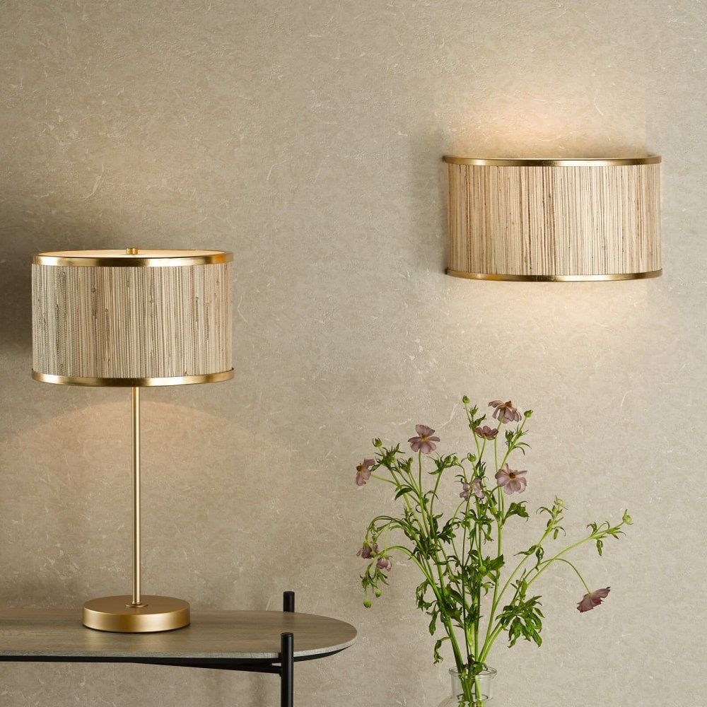 Fenella Table Lamp in Golf Leaf & Seagrass