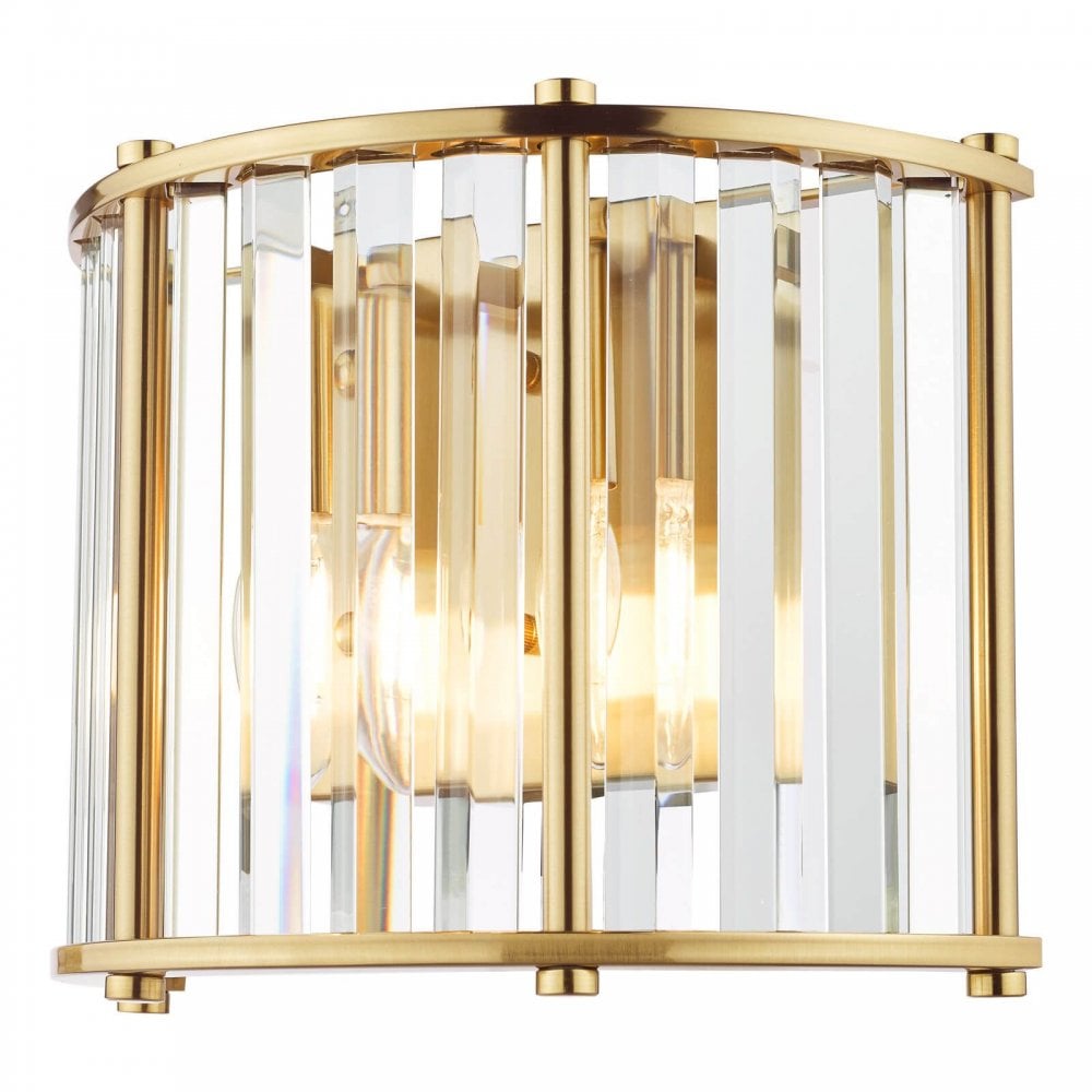 Kiran 2 Light Natural Brass & Crystal Wall Light