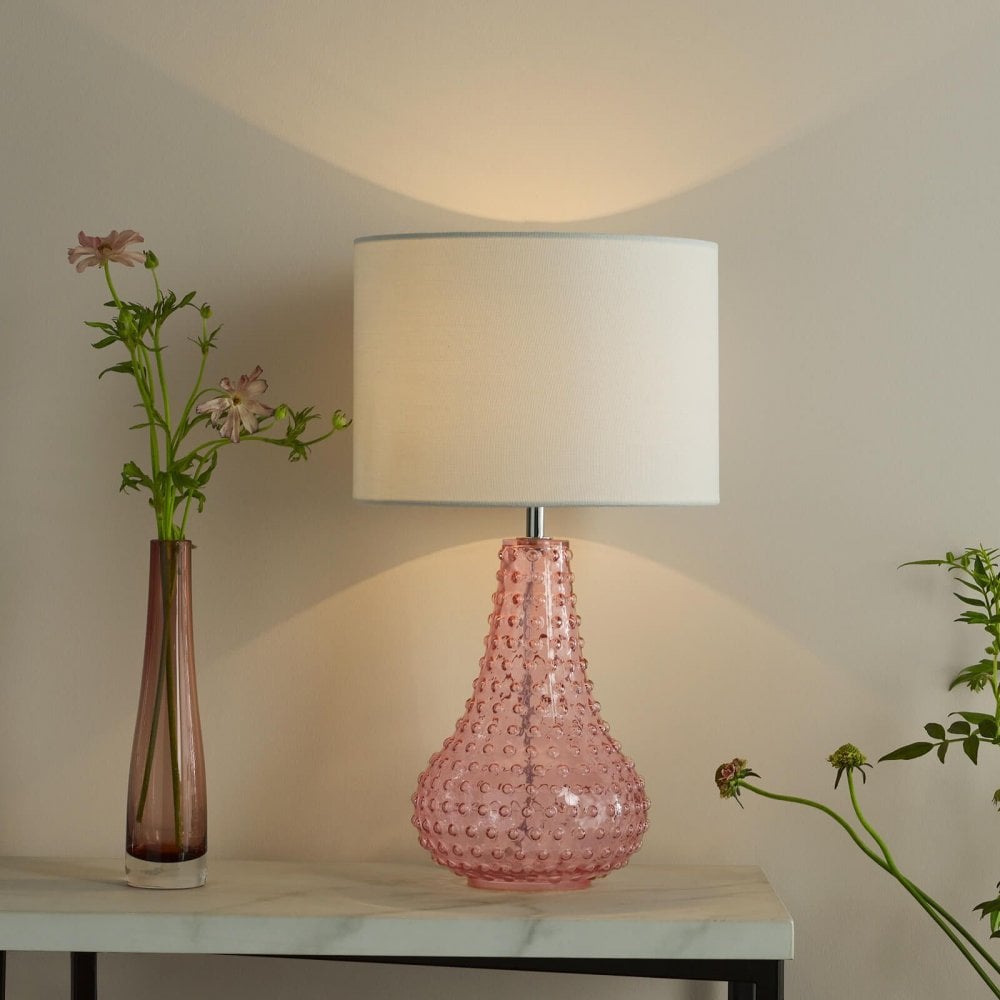 Kristina Pink Glass Table Lamp C/W Shade